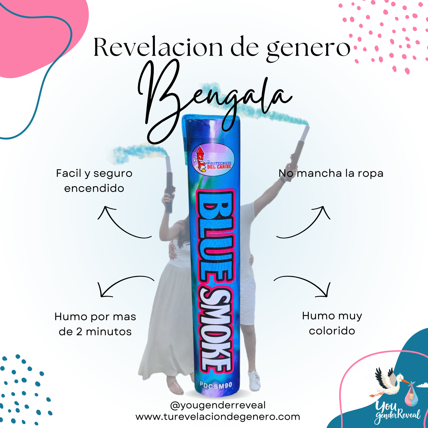 Bengala de humo Revelacion de genero Azul