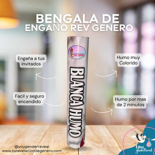 Bengala de humo blanca para engañar a los invitados de tu revelacion de genero