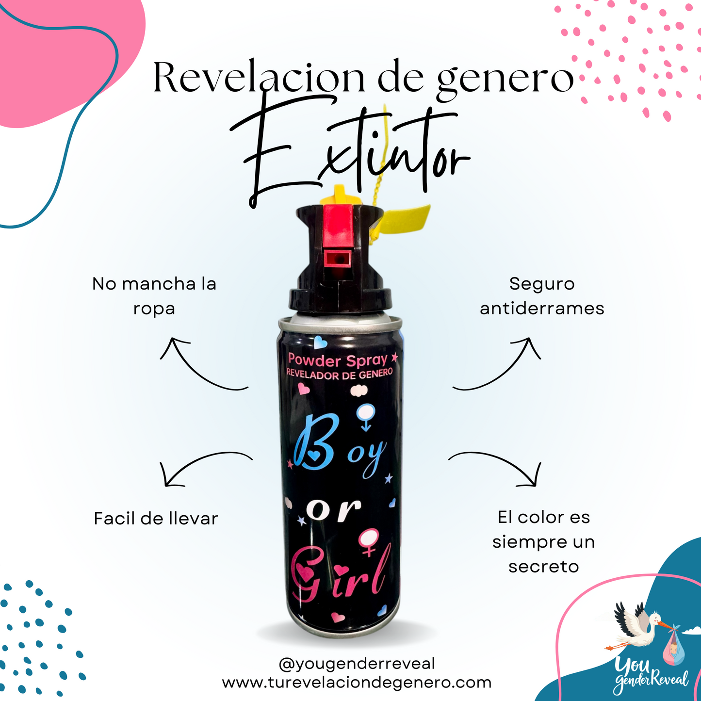 Mini Extintor de Revelacion de Genero AZUL