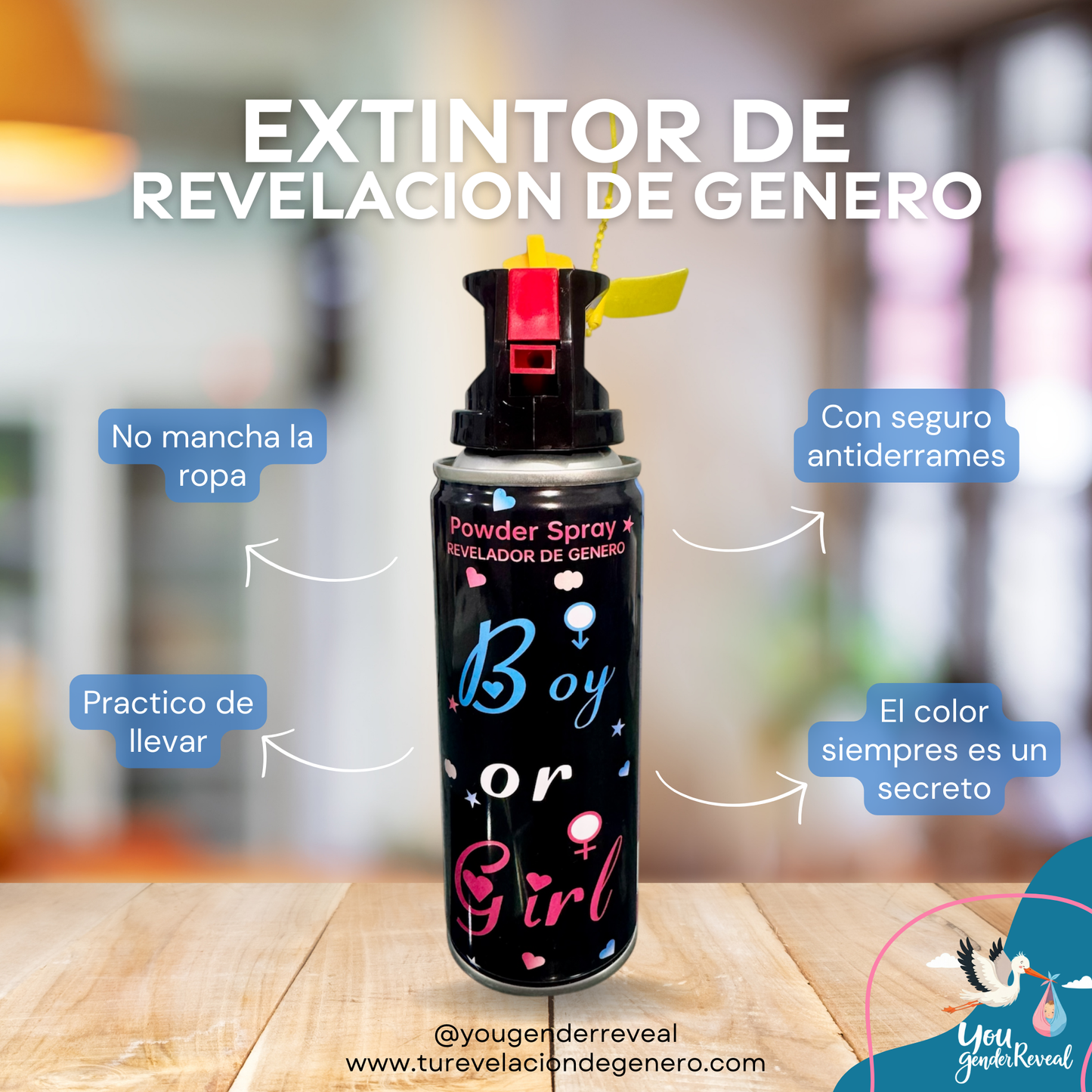 Mini Extintor de Revelacion de Genero AZUL