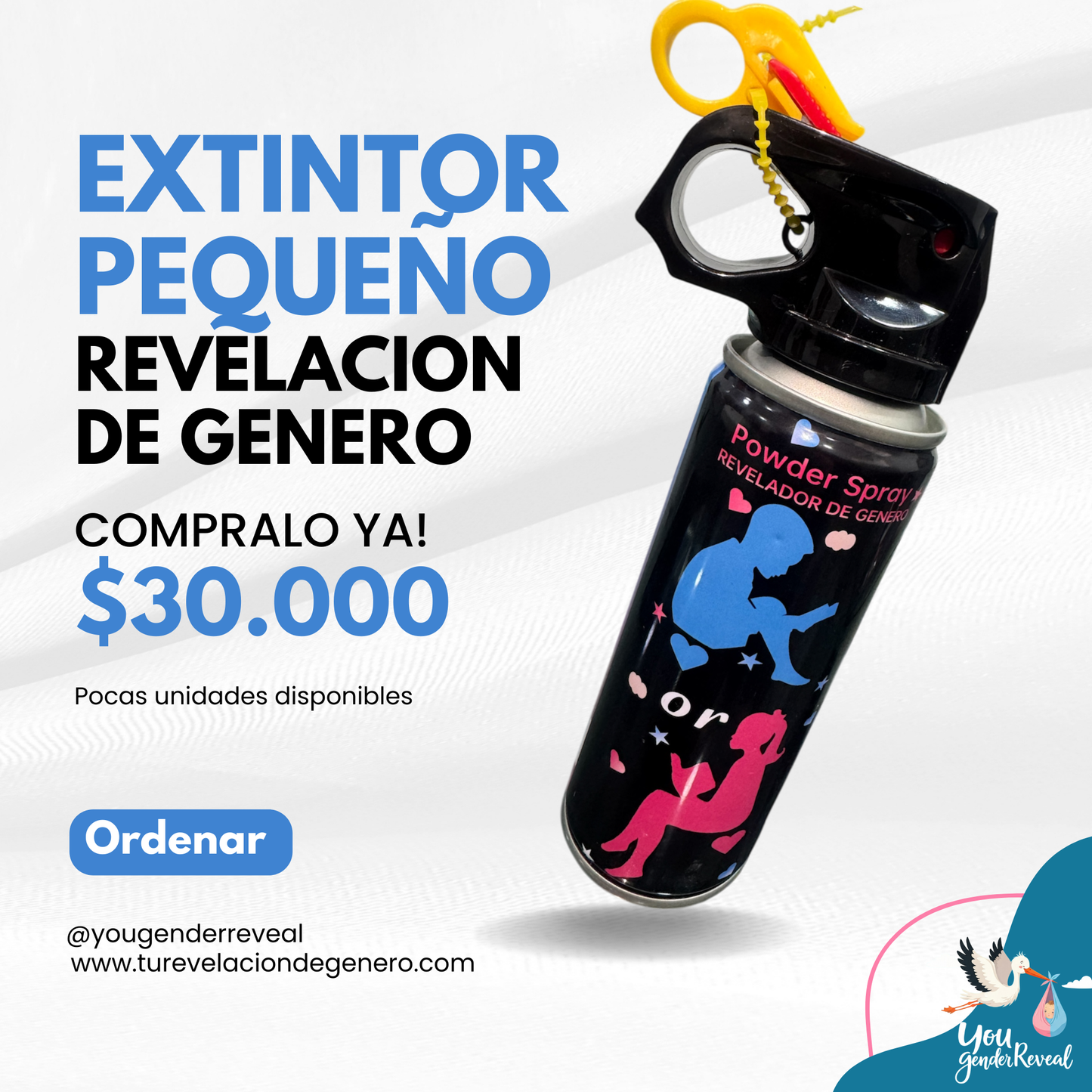 Mini Extintor de Revelacion de Genero AZUL