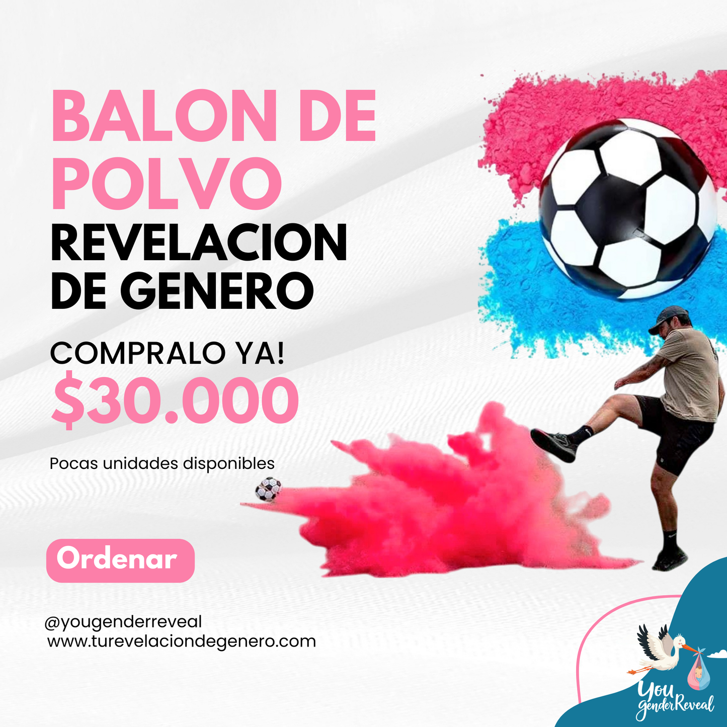 Balon de futbol Revelacion de Genero Rosa