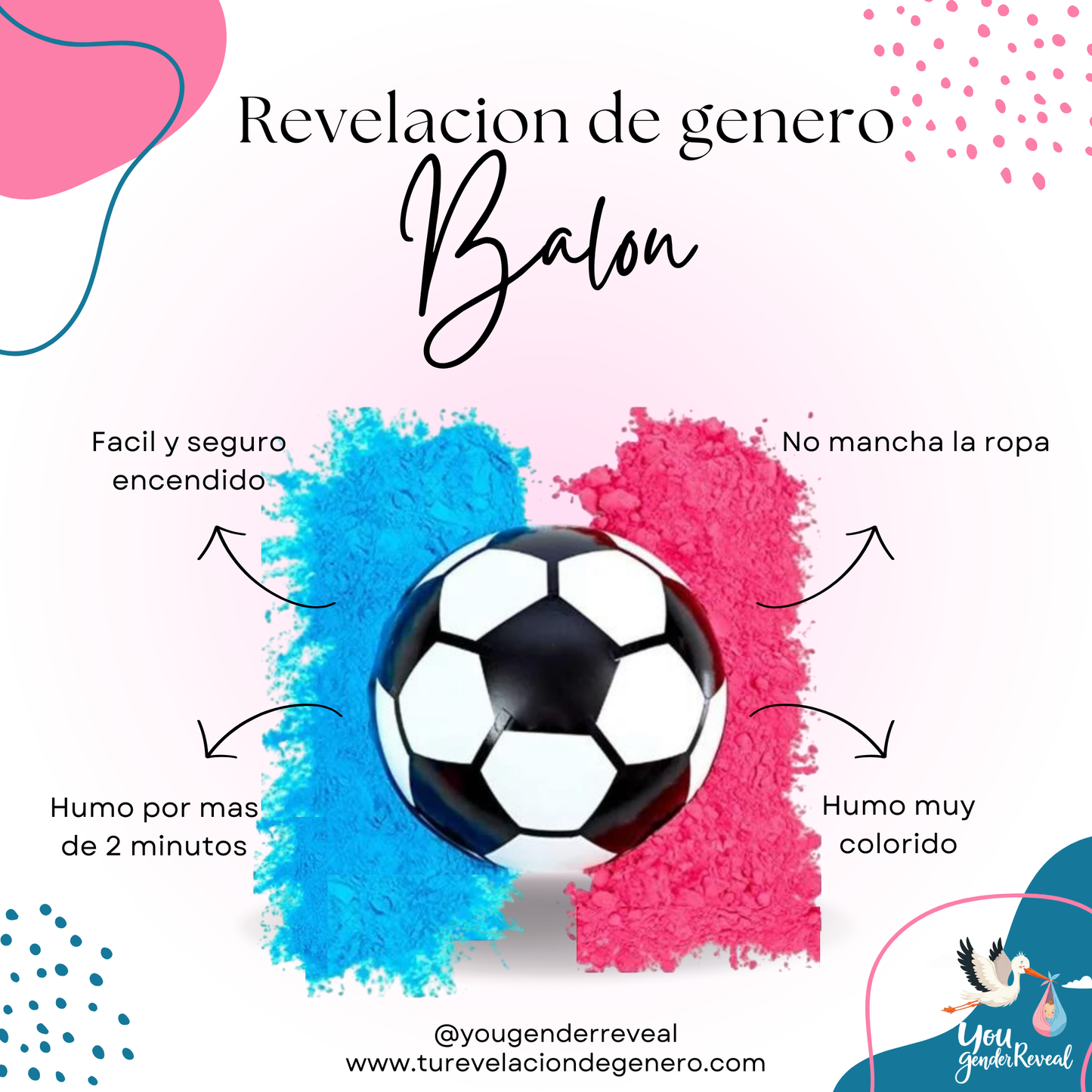 Balon de futbol Revelacion de Genero Rosa