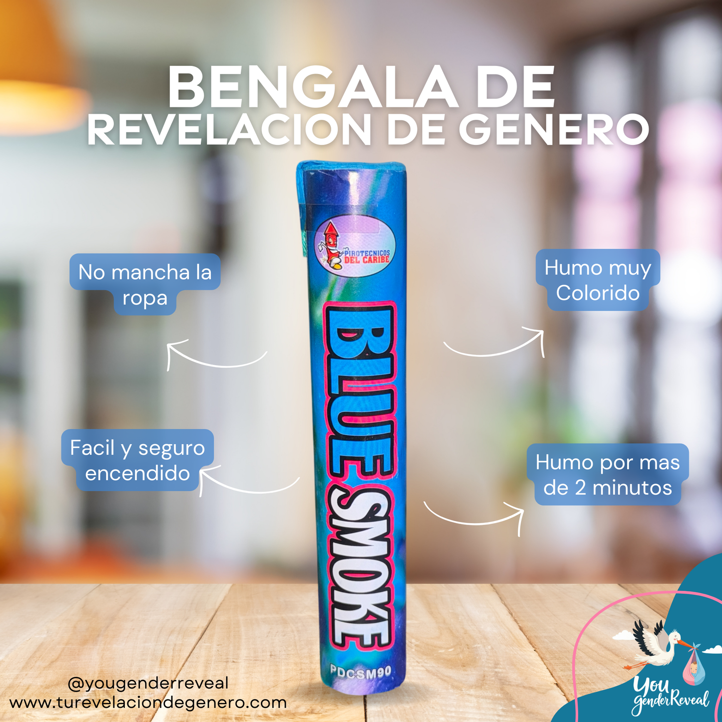 Bengala de humo Revelacion de genero Azul