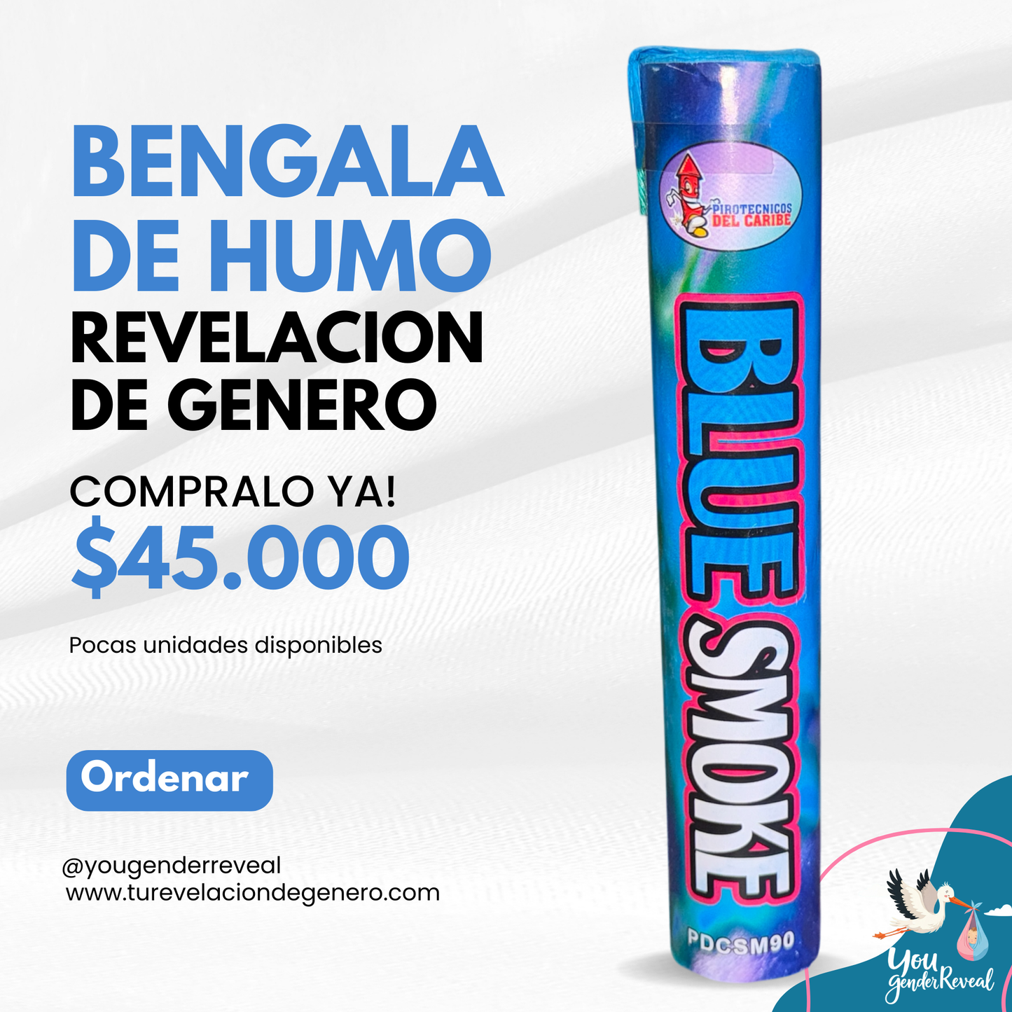 Bengala de humo Revelacion de genero Azul