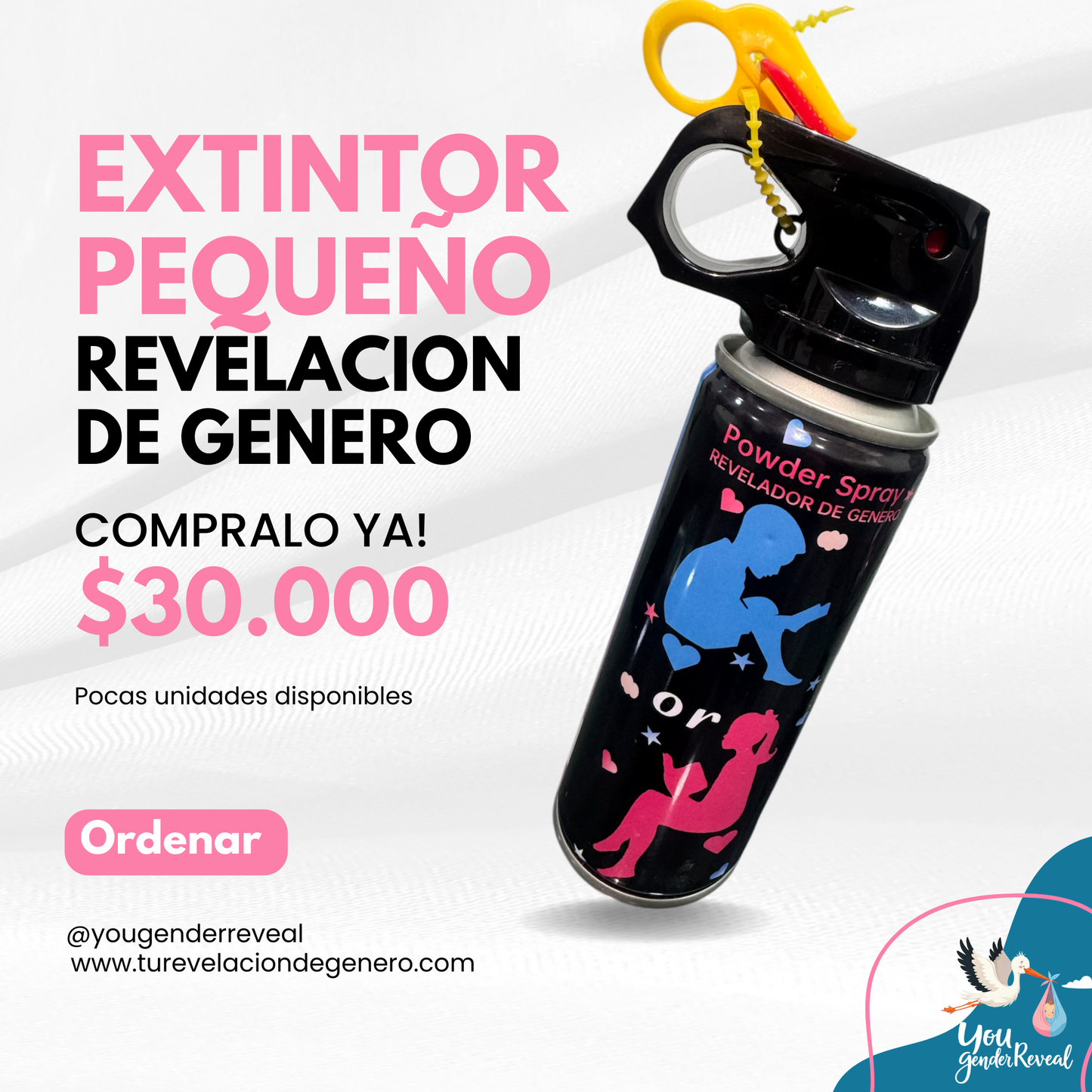 Mini extintor Revelacion de Genero ROSA