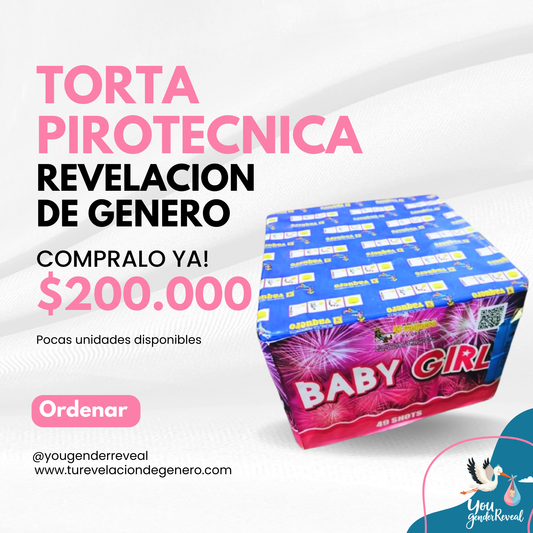 Torta Pirotecnica Revelacion de Genero Rosa